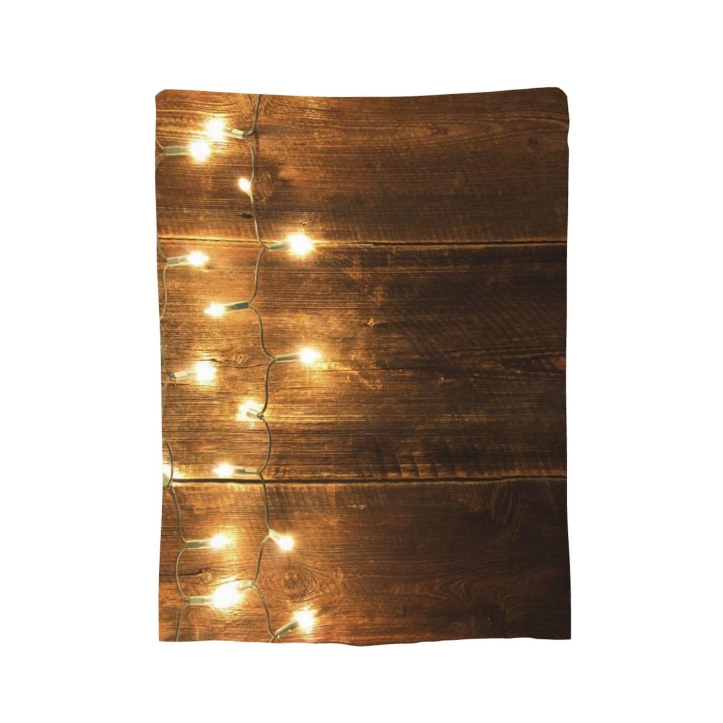 50"X40" String Lights On Wooden Soft Flannel Blanket - Lightweight and Quick Drying, Used for Home, Travel, Camping