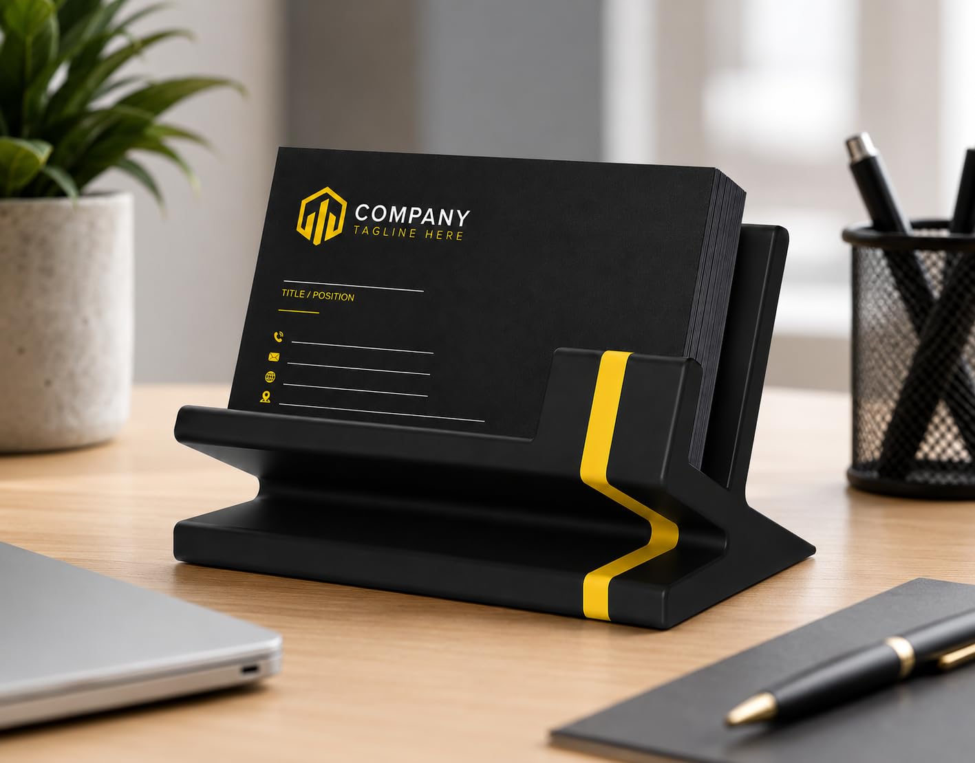 Business Card Holder for Desk – Modern Card Display, Stylish Office Desk Accessory for Men & Women
