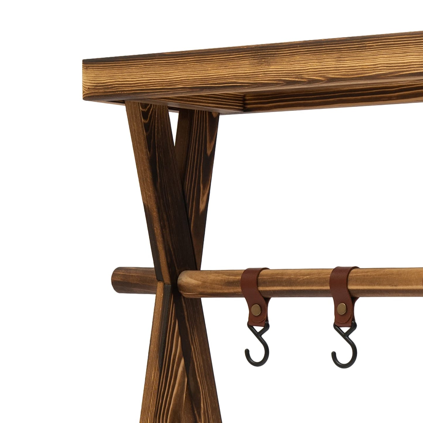 KONGKUNI Portable Wooden Picnic Rack, with hanging hook, Lightweight Wood Outdoor Shelf Foldable Travel Camping Table Rack for Storage,Outdoor Kitchen,RV Picnic,BBQ,Home Storage
