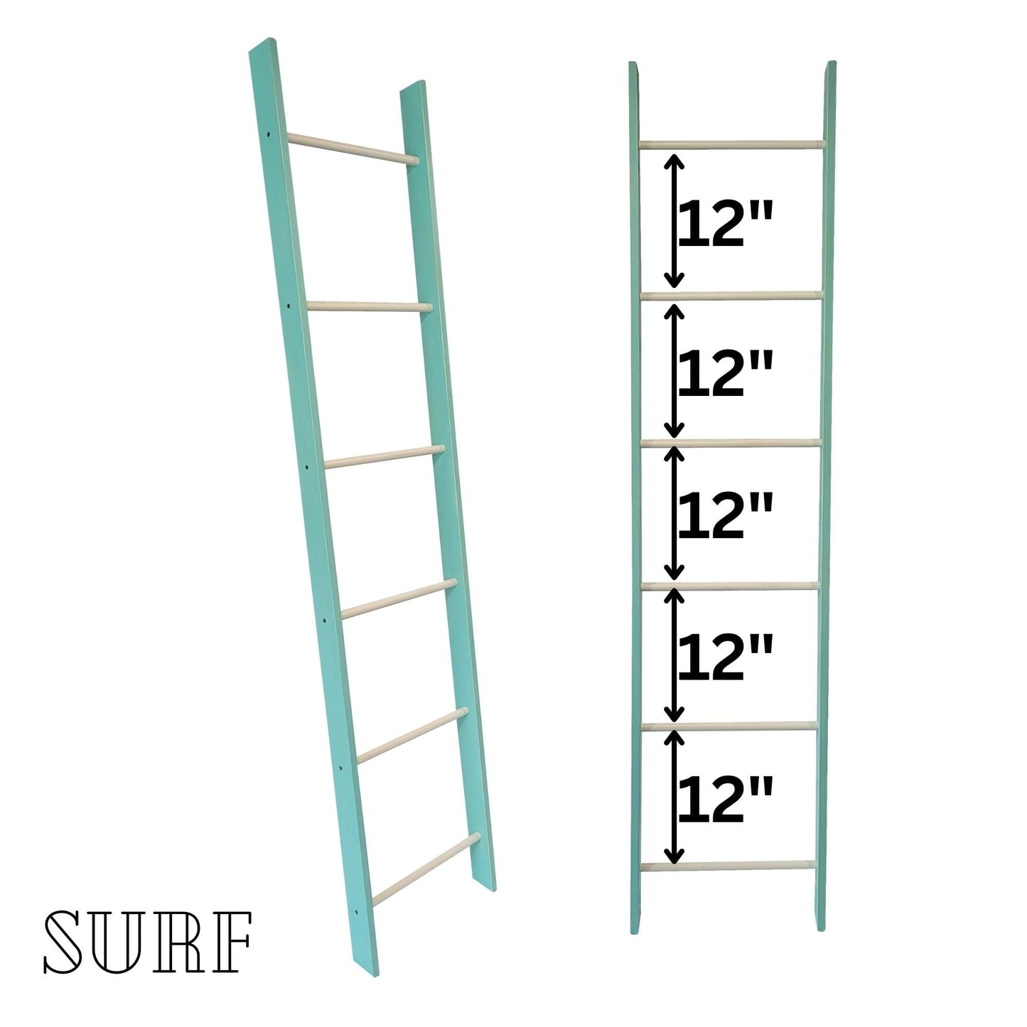 Decorative Blanket Ladder- 4FT 5FT 6FT 7FT and 8FT Quilt Ladder Rack Painted White, Blue or Red