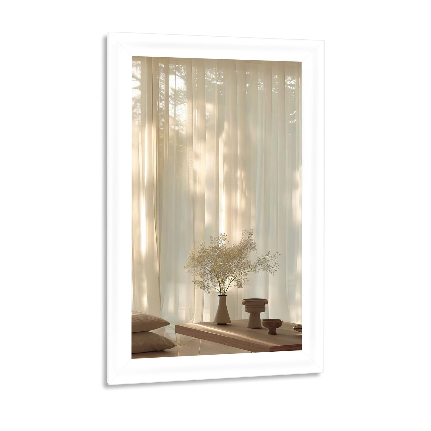 CULER Mirrors,Wood Vanity Wall Rustic Mirror with Wood Frame, Natural Wooden Tempered Glass Mirror for Bathroom Bedroom Living Room Or Entryway