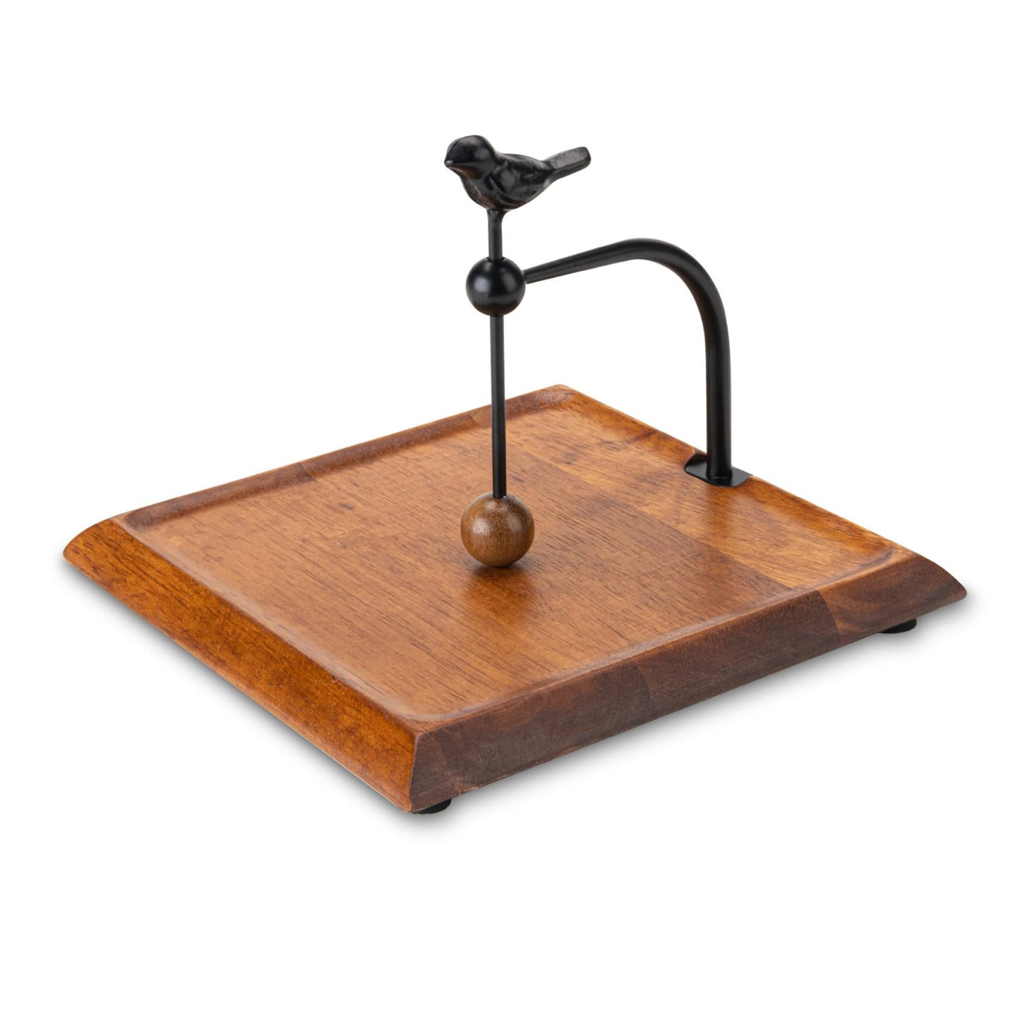 Wooden Napkin Holder with Bird-Shaped Handle – Elegant Flat Napkin Holder with Weighted Arm for Paper Napkins, Cocktail Napkins – Perfect for Kitchen, Dining Table, Café, and Bar – Ideal Holiday Gift