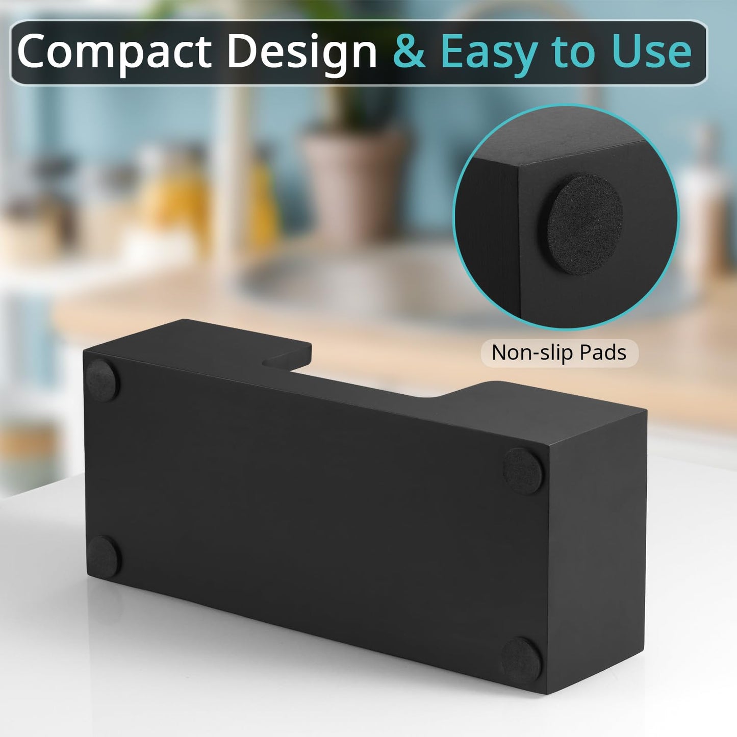 Paper Towel Dispenser Countertop, Wood Bathroom Paper Towel Holder, Black Napkin Holder for Kitchen, Countertop Multifold C-Fold, Z-Fold, Trifold Paper Hand Towel Dispenser for Toilet, Black