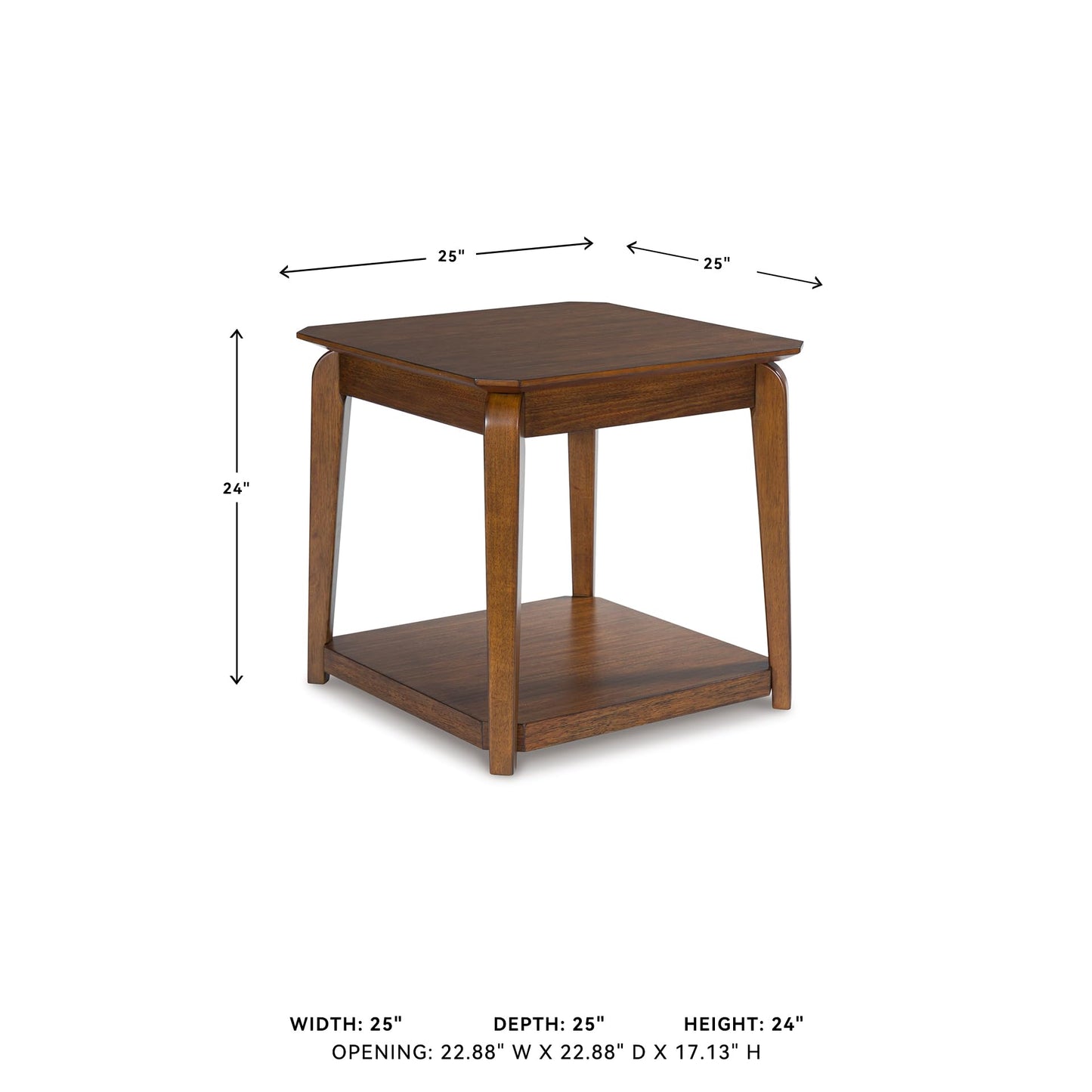Signature Design by Ashley Trenmour Mid-Century Modern End Table with Lower Open Shlef, Light Brown