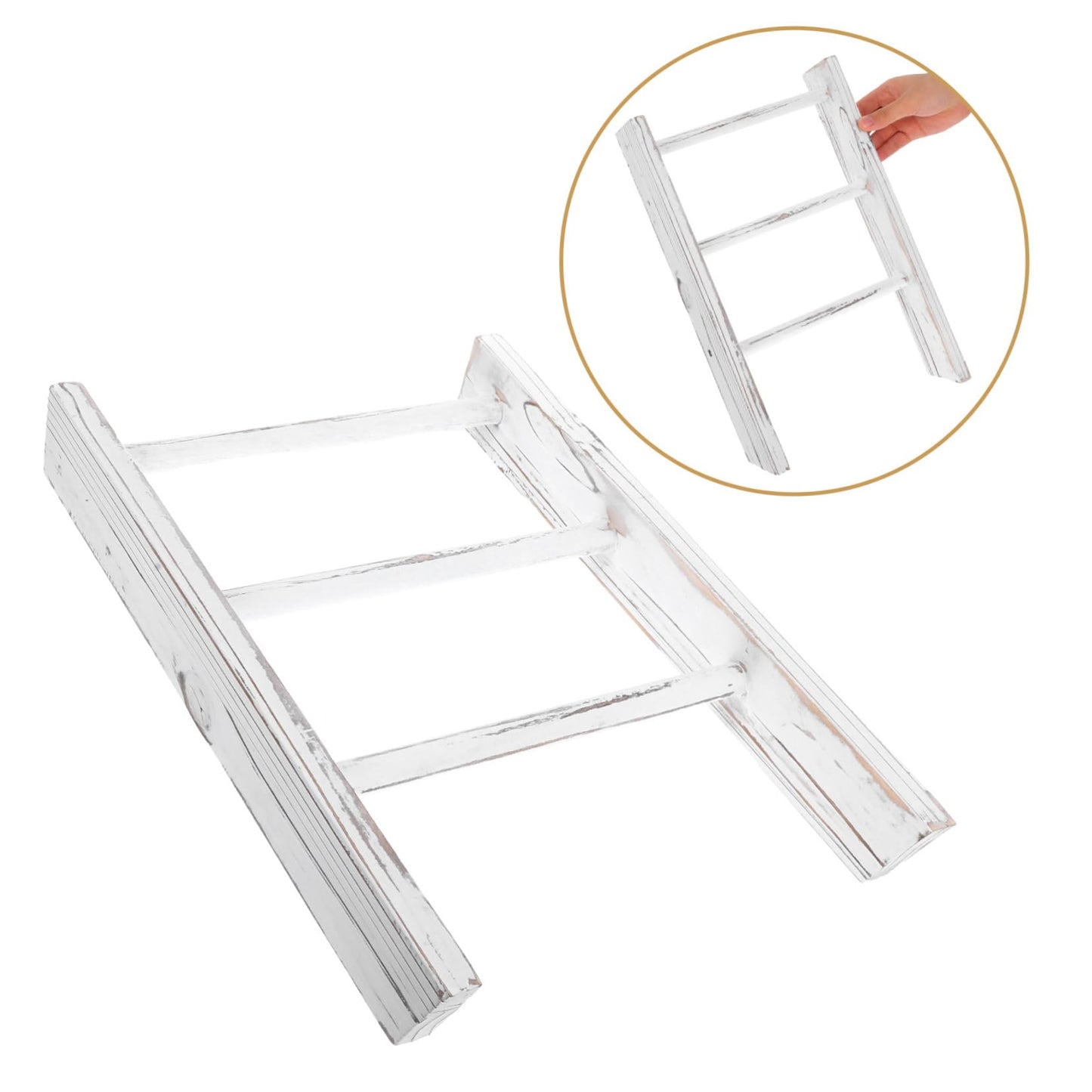 DECHOUS Country Bathroom Decor Mini Ladder Towel Rack Stand-up Towel Holder Small Decorative Ladder Rustic