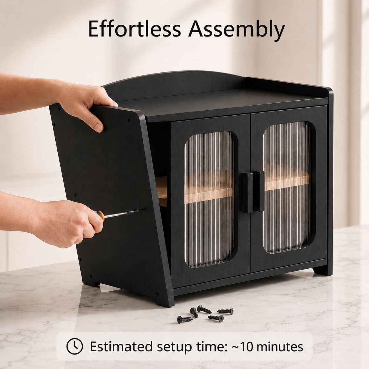 Florwish Bread Box for Kitchen Countertop, Large Capacity Bamboo Bread Box, Farmhouse Bread Storage, 2 Tier Corner Bread Box for Homemade Bread, Sourdough Bread and Bagels, Black