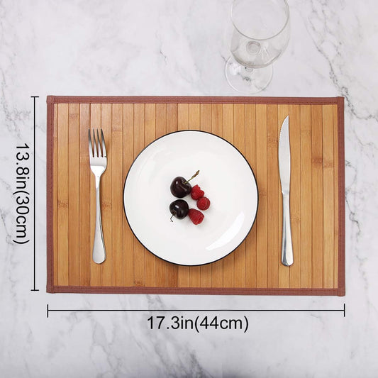 Bamboo Placemats Set of 4, Heat Resistant Place Mats for Dining Table, Durable Bamboo Table Mats, Stain Resistant & Easy Clean Placemats for Kitchen, Indoor/Outdoor Use 11.5 x 17.5 Inch