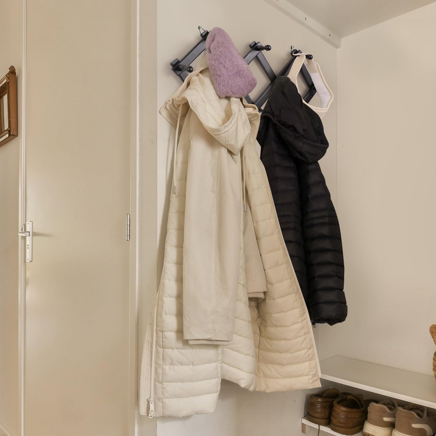 SCUNDA Expandable Hat Rack for Wall, Wall Hook for Coat/Mug/Baseball Cap, 2 Packs Hat Holder for Girls or Boys Room, Kids Room