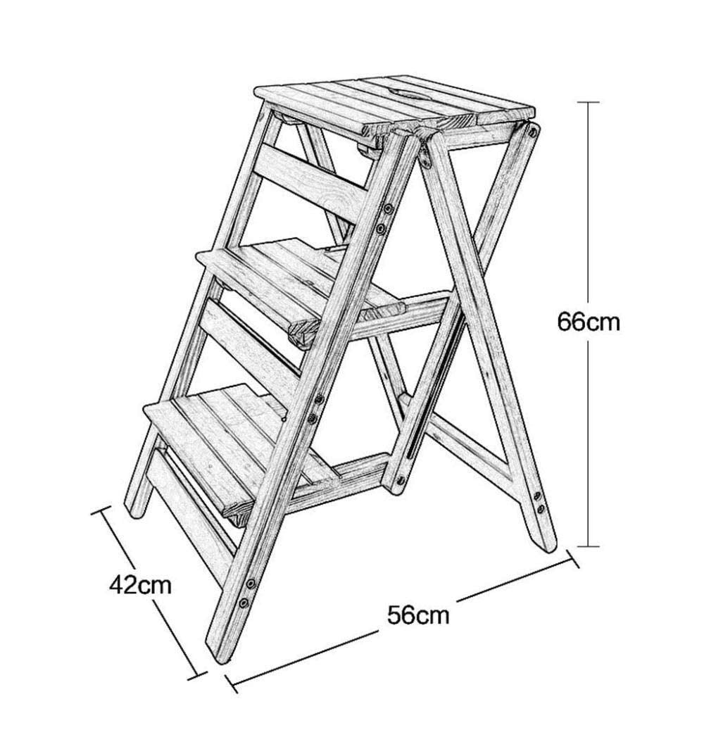 PZHANGZVH Indoor Clim Stool, Wooden Step Ladders Folding Stool Ladder Stool Library Steps Stool Multifunctional Kitchen Office Use Ladder Chair/E (C)
