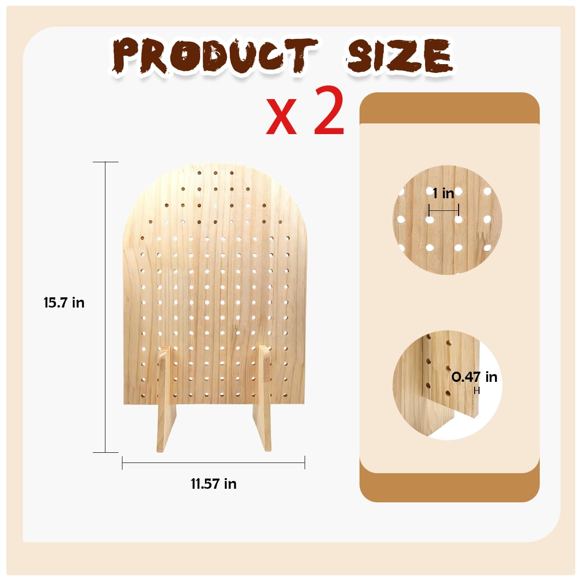 SMUVSMU 2 Pcs Wooden Pegboard Display Stand for Jewelry Keychains 25 Dowel Rods Accessories Rack, Earrings Organizer with Oval Pegboard Design for Craft Shows,Boutique Retail,Vendor Displays