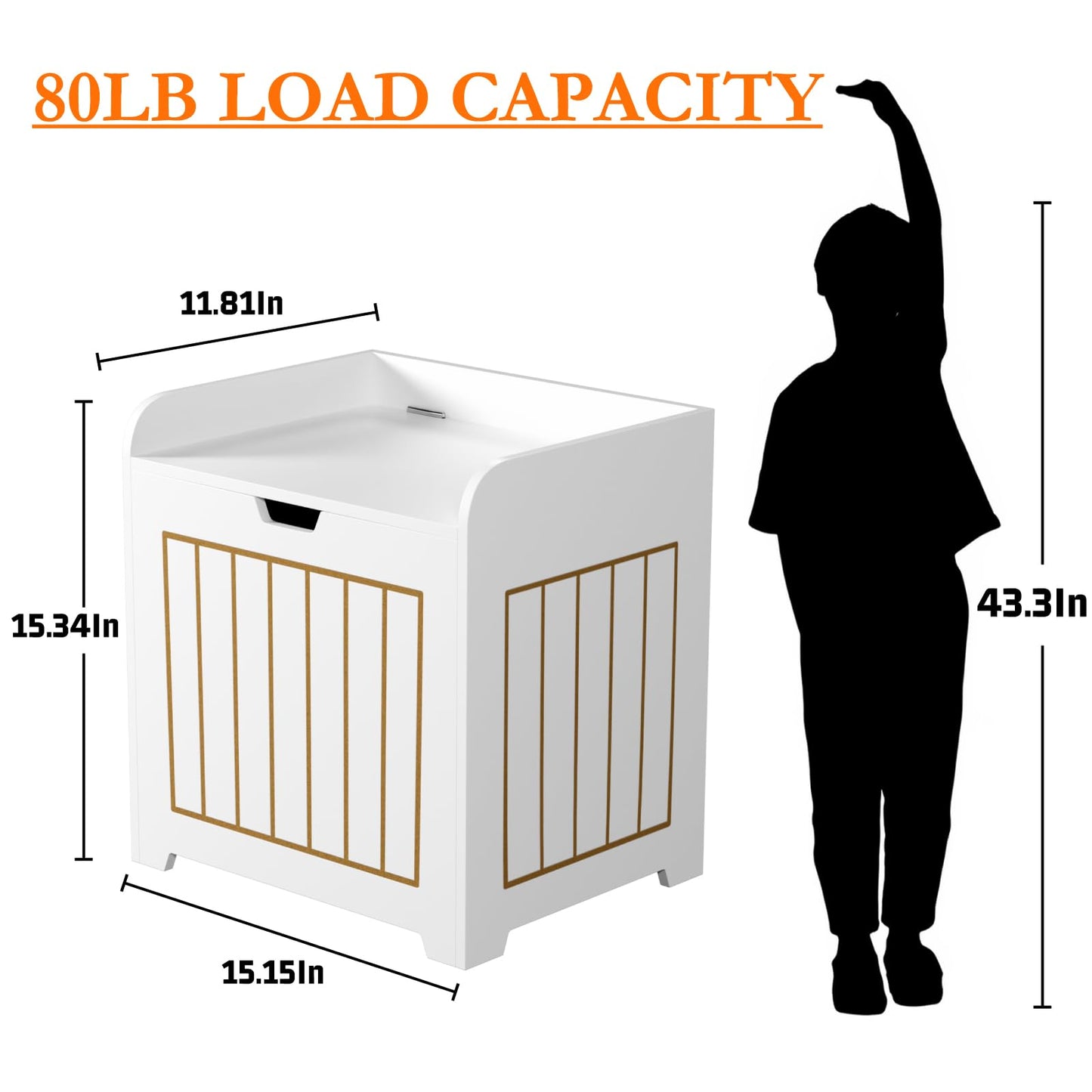 Aenuert White Wooden Storage Chest Box, Small Cube Storage Organizer with Door, Modern Entryway Storage Bin for Home Books, Clothes, Plants, Square Side Table for Living Room or Bedroom