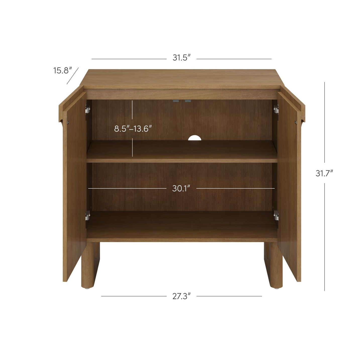 Nathan James Jett Mid Century Modern Wood Credenza Storage Cabinet, Modular Arched Door Cabinet with Solid Wood Legs, Light Brown