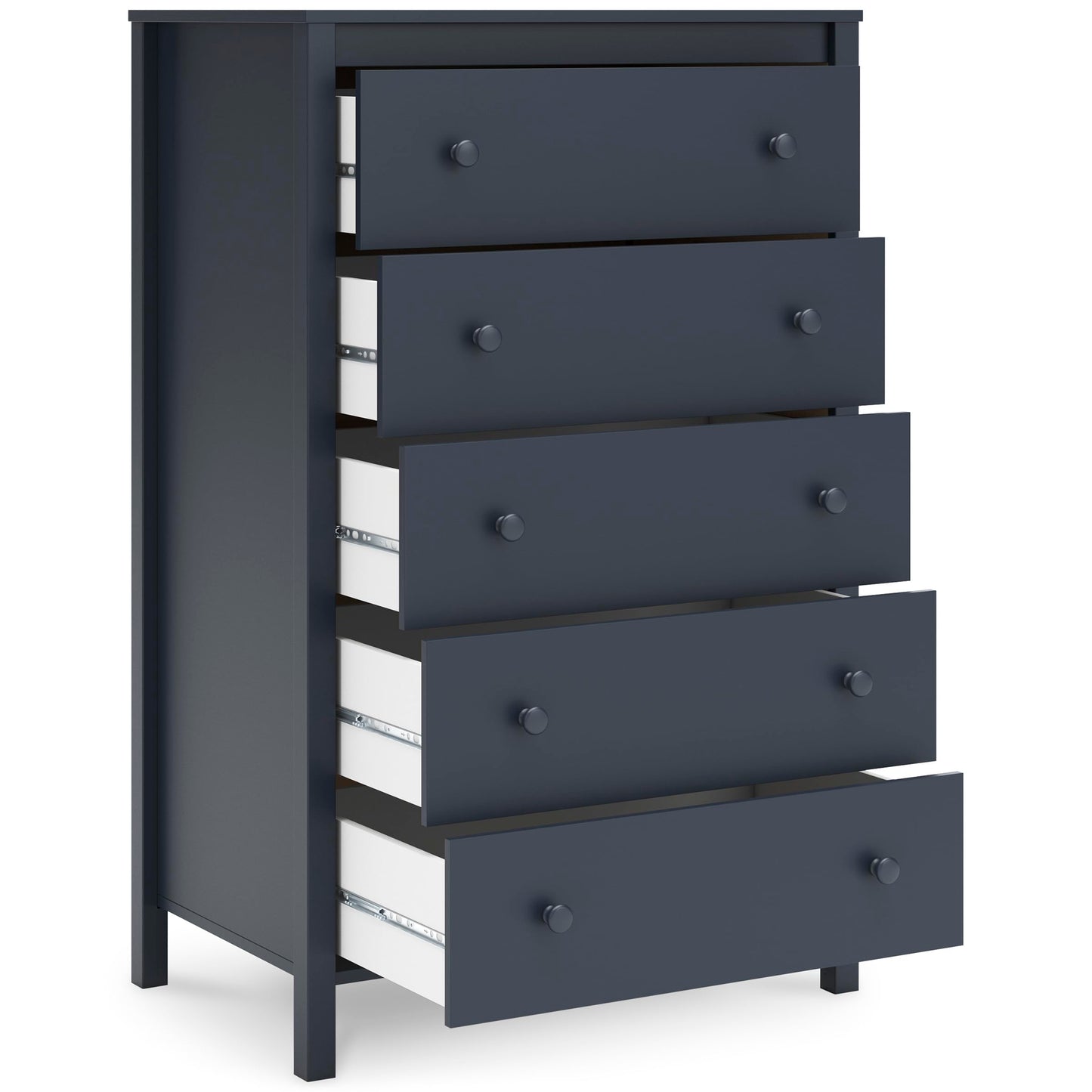 Signature Design by Ashley Simmenfort Vintage Casual Chest with 5-Smooth Gliding Drawers, Meets ASTM International Safety Standards, Matte Navy Blue Finish