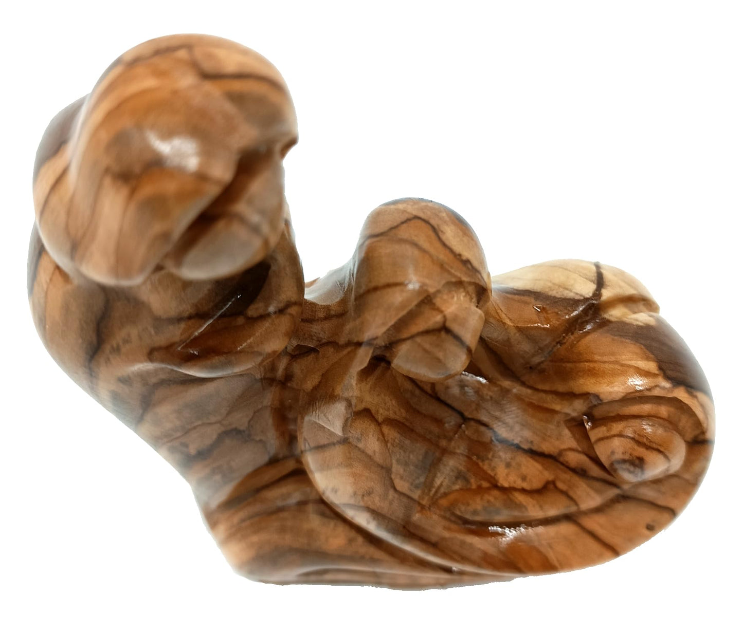 Zuluf Olive Wood Holy Family Nativity 4.4” – Hand Carved Joseph Mary Baby Jesus Figurine, Bethlehem Holy Land Wood Sculpture, Modern Family Statue, Rustic Home Decor Gift