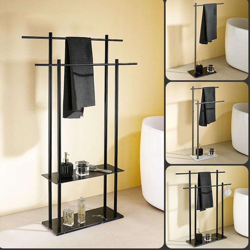 Towel Rack Vertical Floor-Standing Marble Towel Rack Hotel Bathroom Storage Toilet Bar Free Standing Rail