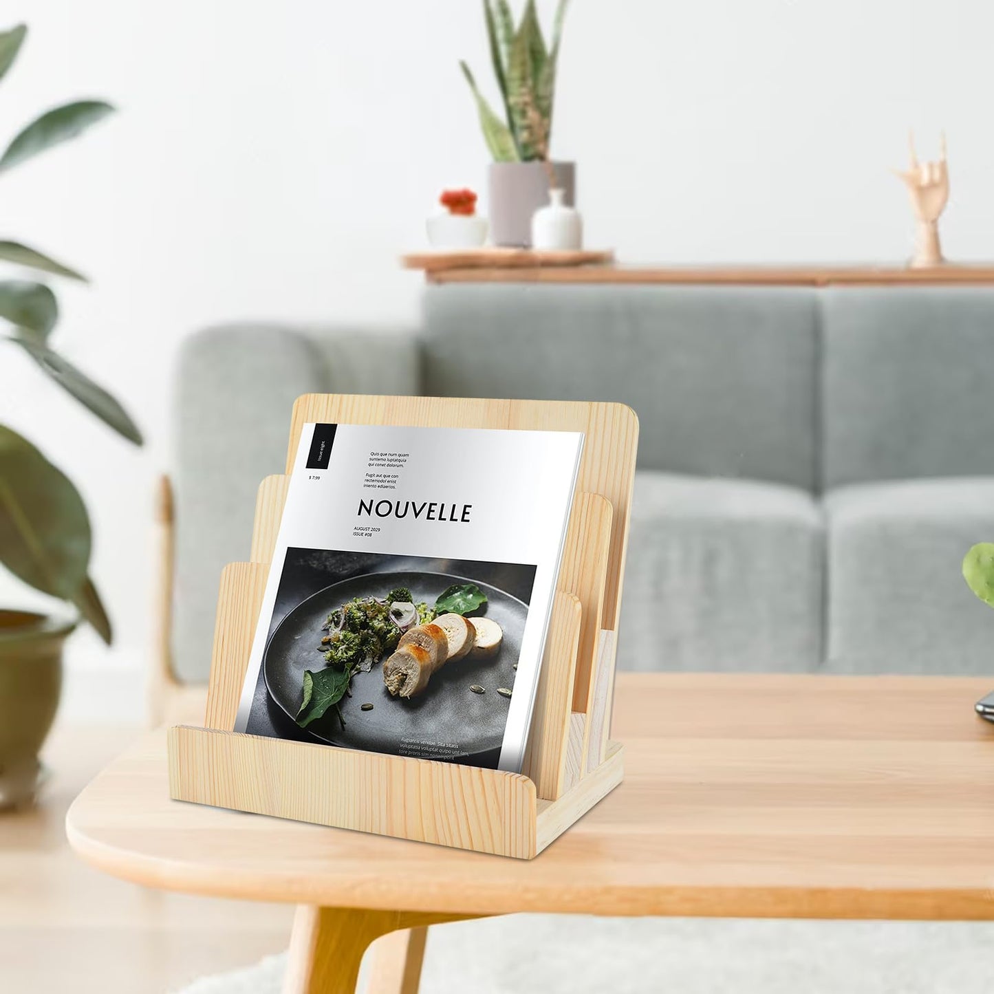 DOSTATNI 2-Piece 3-Tier Pine Wood Brochure Organizer & Display Stand - 8.5 x 11 Pamphlet/Flyer Holder, Greeting Card & Magazine Display for Desk & Counter