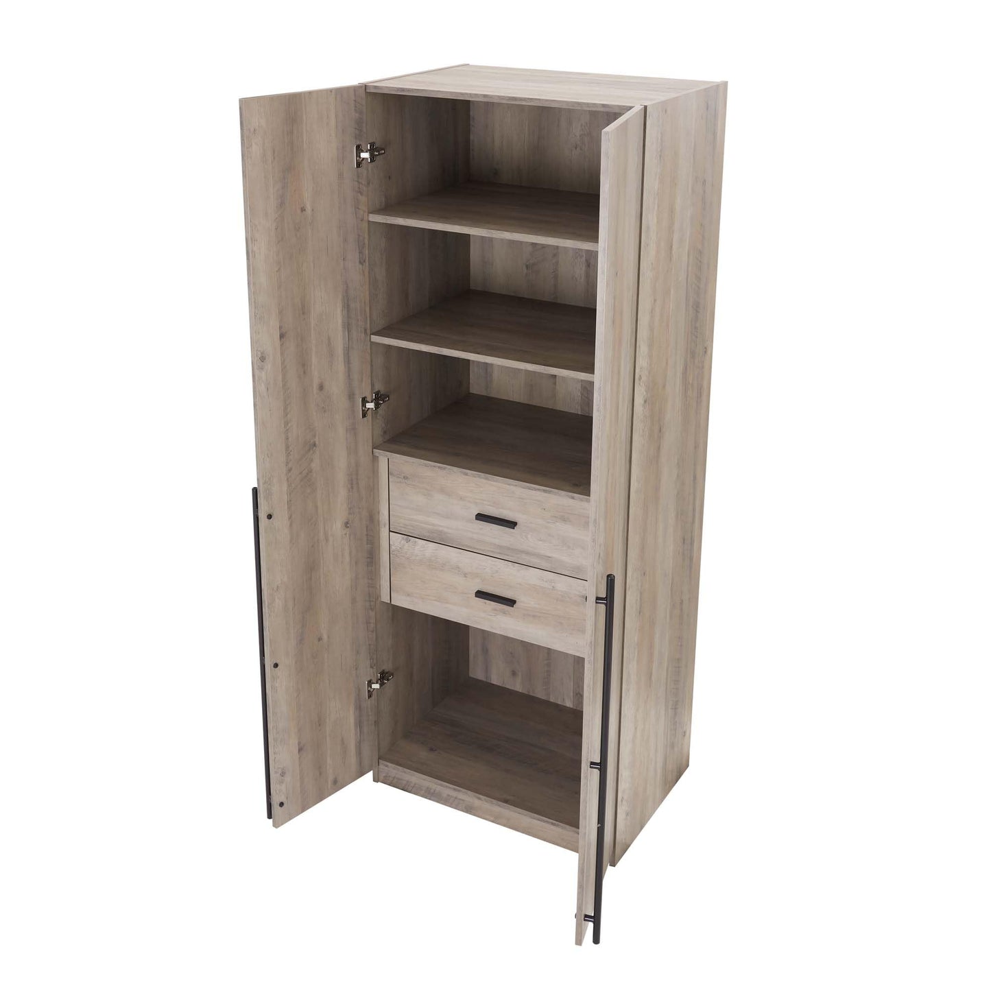 Manhattan Comfort Lee Modern Freestanding Closet 1.0 | Space-Saving Design with 6 Shelves, 4 Drawers & 2 Large Storage Areas | No Tool Assembly Storage Cabinet, 2 Piece Set, Grey