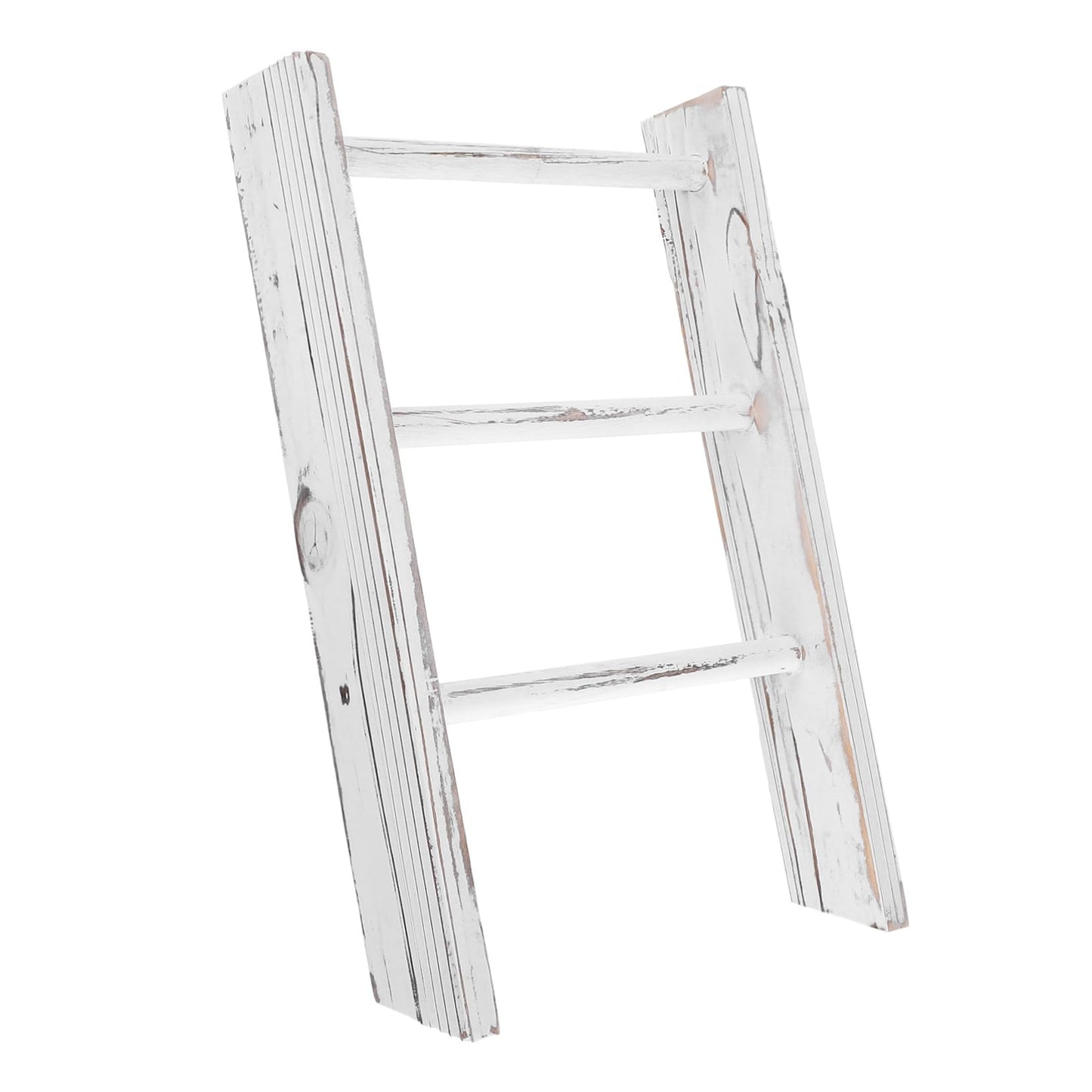 Luxshiny Mini Ladder Towel Rack White Rustic Farmhouse Bathroom and Kitchen Display Stand Multifunctional Tea Towel Holder Wall Blanket Holder Hand Hooks Decor