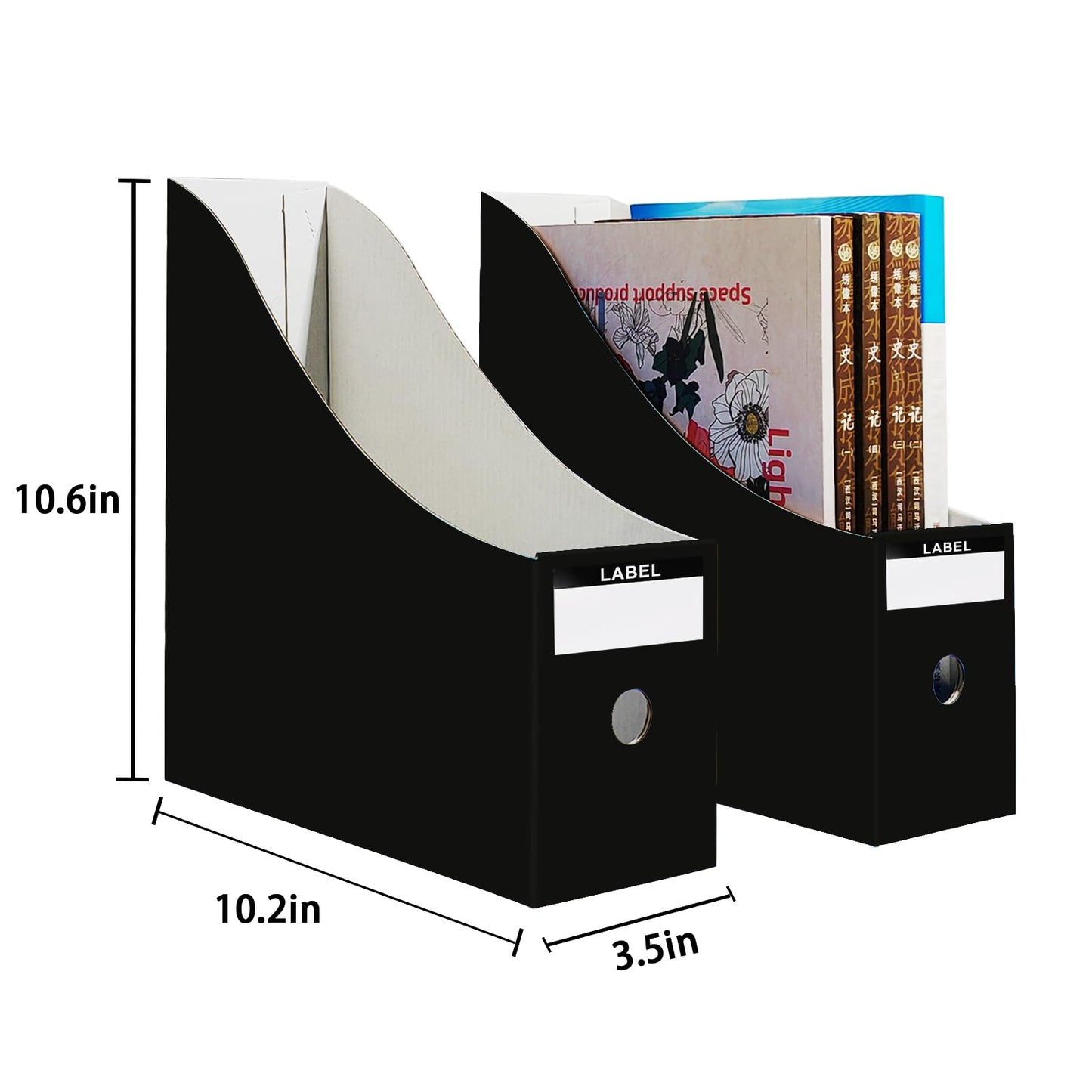 Limitliho Cardboard Magazine File Holder for Desk, Book Bins for Classroom Library,Office,Home, 10.6" H x 10.2" L x 3.5" W in Magazine Storage Bins(Six color, 24 Pack)