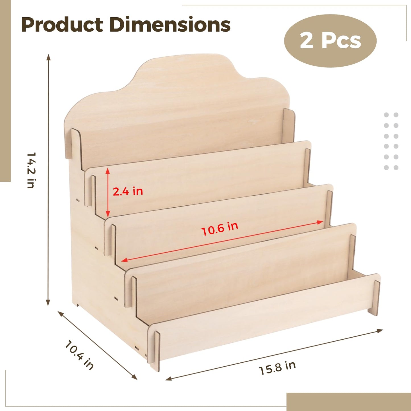 Anjetan 2 Pcs Greeting Card Display Stands, 4-Tier Wooden Ladder Racks, Large Card Holders, Sticker Organizer Stands for Postcards, Photos, Letters, Ideal for Home, Store Counter, Bookstore
