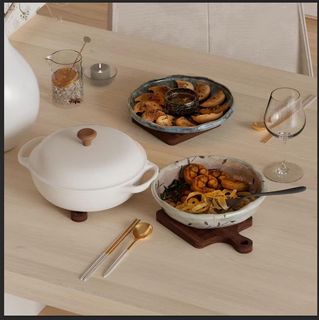 Wooden Trivets for Hot Dishes，3-PCS Set of Wooden Non-Slip Coasters with Stand,Base is Also a Cell Phone Holder,hot Pads for Kitchen，Trivets for hot pots and Pans,Hot Pad to Portect Your Countertop