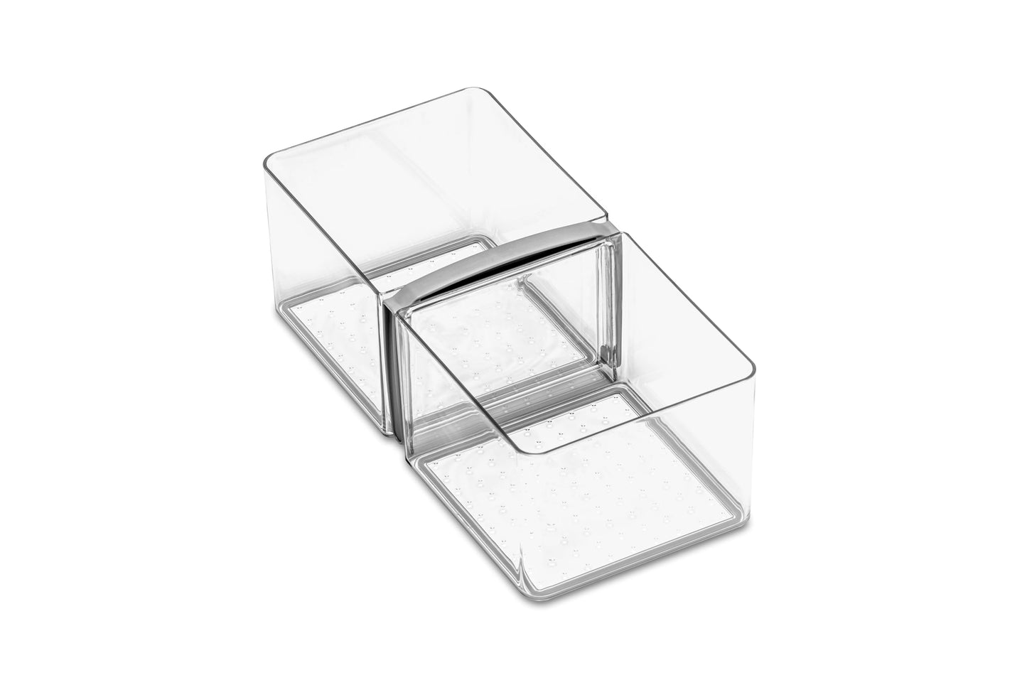 madesmart Fridge Portable Tote, Condiment Caddy with 2 Compartments, Pop-Up Handle & Non-Slip Base, Refrigerator Organizer for Sauces, Jars & Small Items, Clear