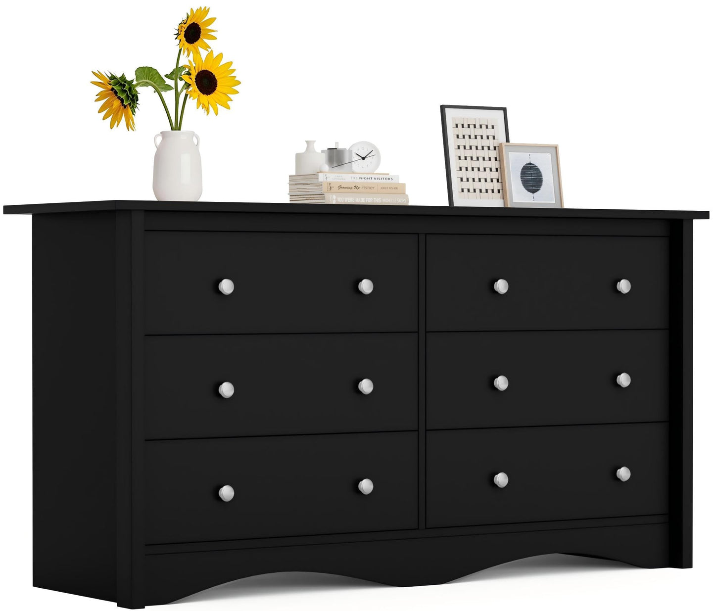 Furmax Dresser for Bedroom, 6 Wood Dresser, Chest of Drawers, for TV up to 65 inch, TV Stand Storage Chest of Drawers for Hallway Entryway (Black)