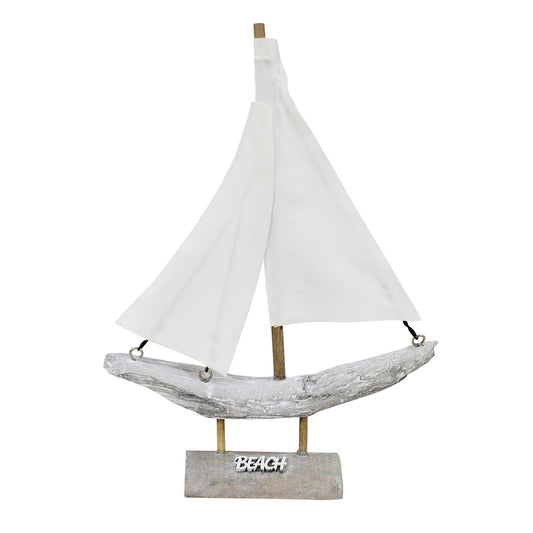 Aecipl Wooden Sailboat Nautical Sail Boat Decor Coastal Tabletop Centerpiece Home Shelf Decoration Beach Themed Statue Ornaments for Bathroom Room Bedroom (B)