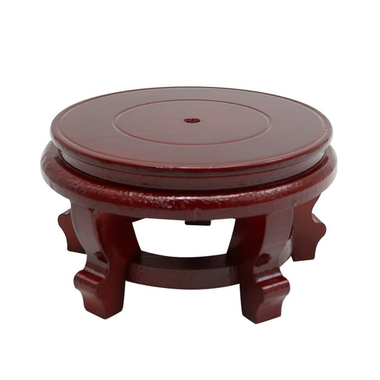 MDEOOSKY Wooden Display Stand Round Wood Display Base Rosewood Oriental Vase Stand Round Vase Riser Teapot Buddha Statues Base Home Decoration 6.3" W x 3.9" H