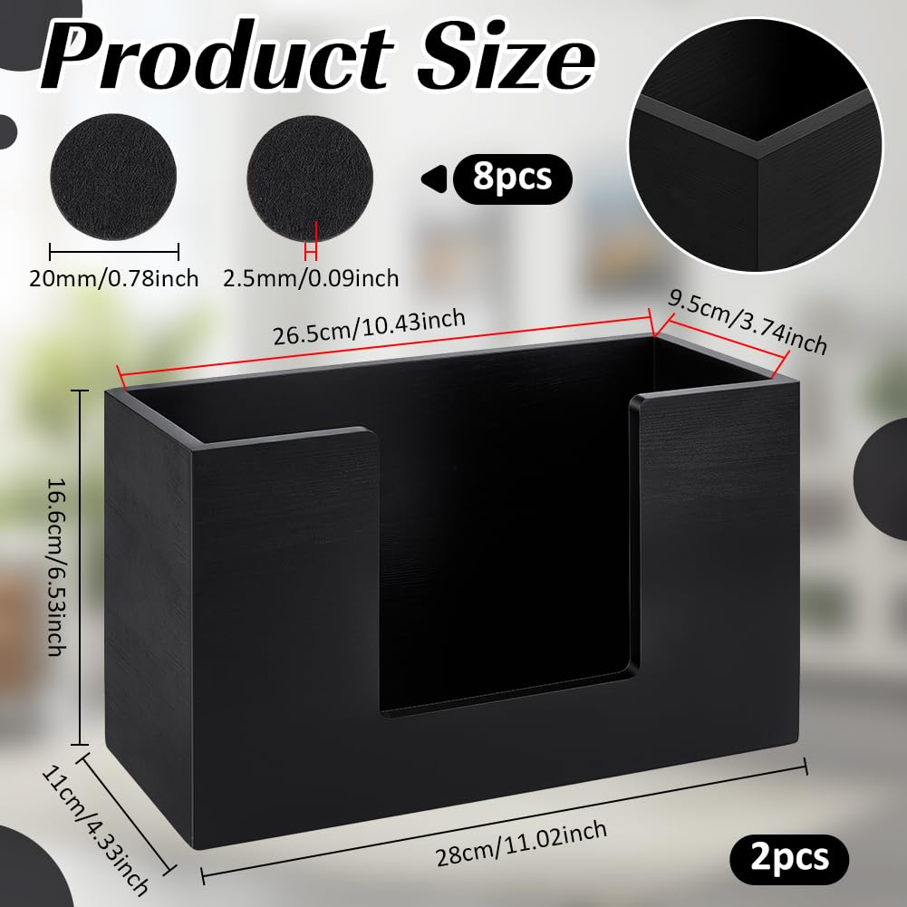 INTERWARM 2 Pack Black Paper Towel Dispenser Countertop, Wooden Bathroom Paper Towel Holder Countertop Multifold Z-fold C-fold Napkin Holder for Kitchen Bathroom Toilet Tabletop Car Office