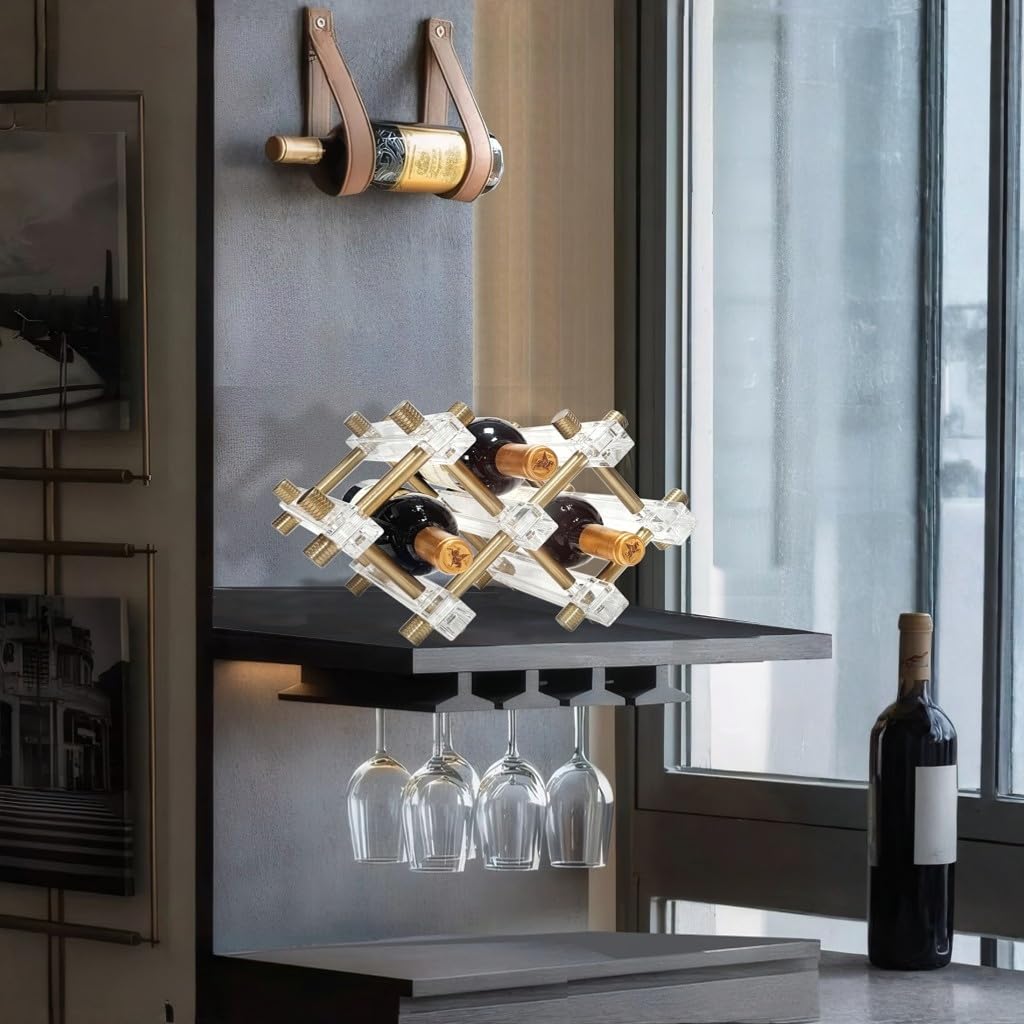 MAUYAR Countertop Bar Liquor Wine Bottle Holder Display Shelf, Wine Rack Organizer Storage Pantry Cabinet for Kitchen Decor