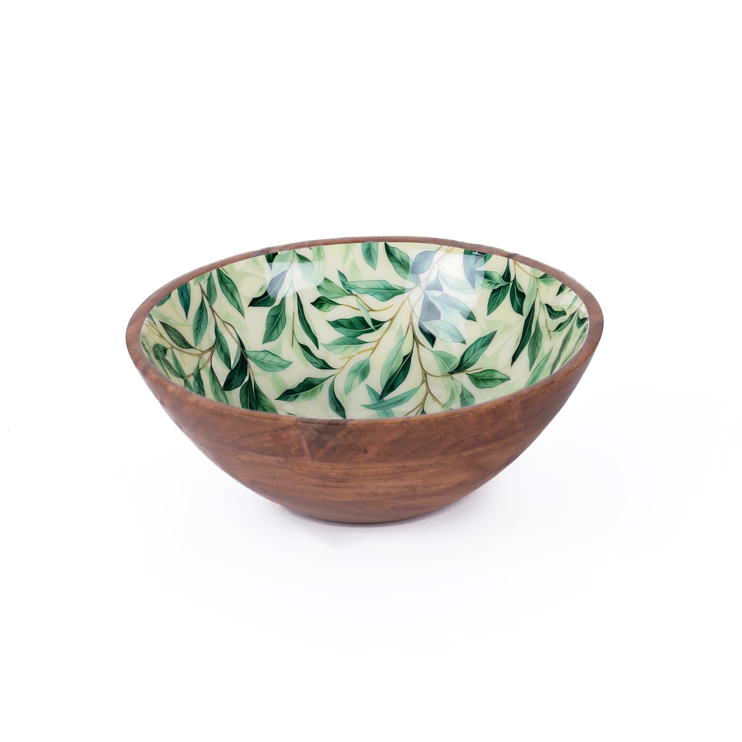 QIQAA Acacia Wood Fruit Bowl for Kitchen Counter | Wooden Salad Bowl For Food | Herringbone Inlay Lid Salad Tongs cheese knives | No Leaks | Designed in USA Handmade In India 12x12x4.75 (Light)