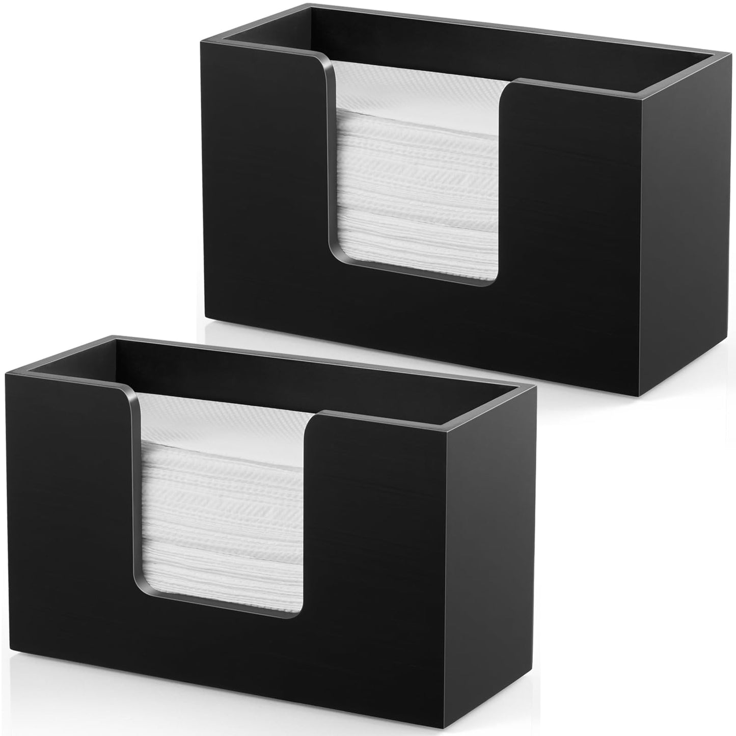 2-Pack Paper Towel Dispenser Countertop, Wooden Bathroom Paper Towel Holder, Black Napkin Holder for Kitchen, Countertop Multifold C-Fold, Z-Fold, Trifold Paper Hand Towel Dispenser for Toilet