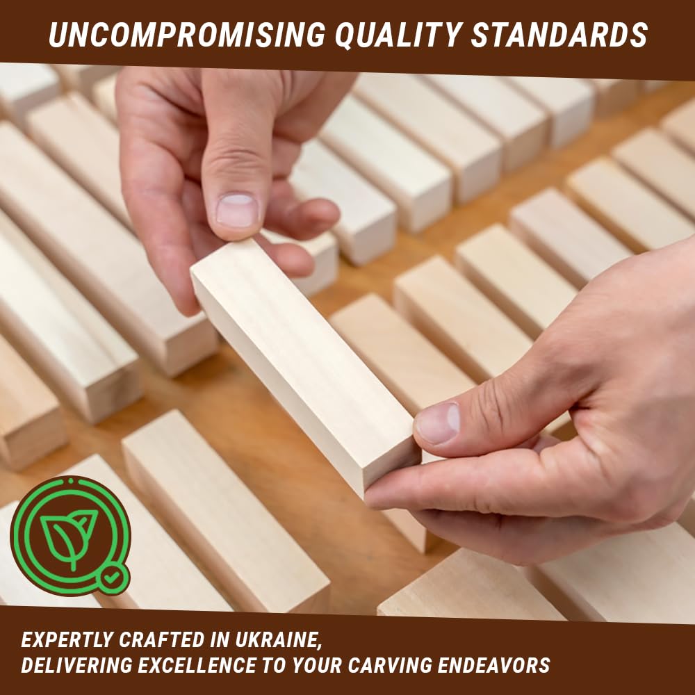 BeaverCraft Basswood Carving Blocks 5PCS Whittling Wood for Carving - Large, Small Wooden Blocks for Crafts, Unfinished Wood BW1