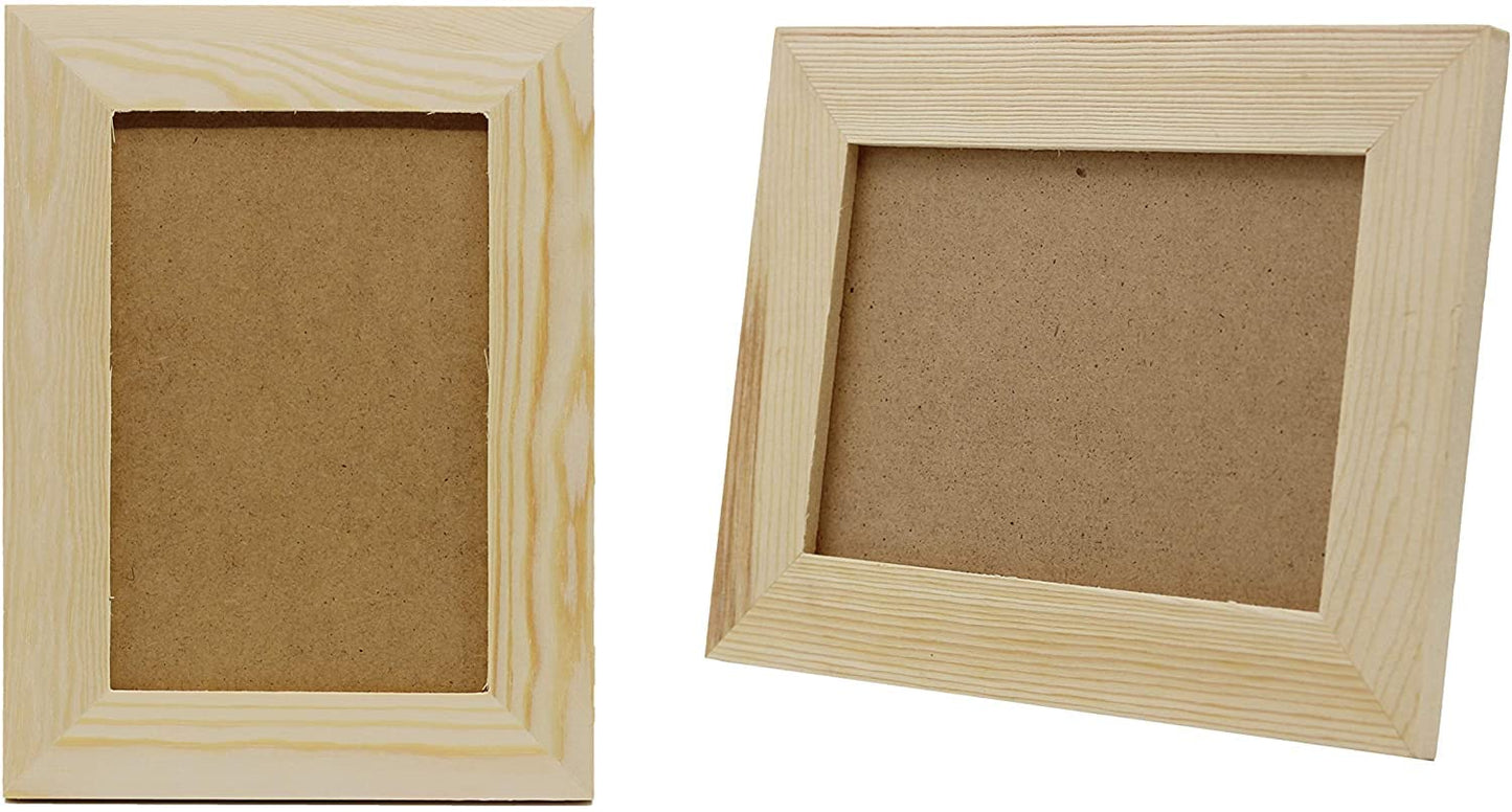 Creative Hobbies Pack of 12 - Unfinished Solid Pine Wood Picture Frames for Arts & Crafts, DIY Painting Projects - Stand or Hang on The Wall - (6x8 Frame Size Holds 6x4 Pictures) - for Adults & Kids
