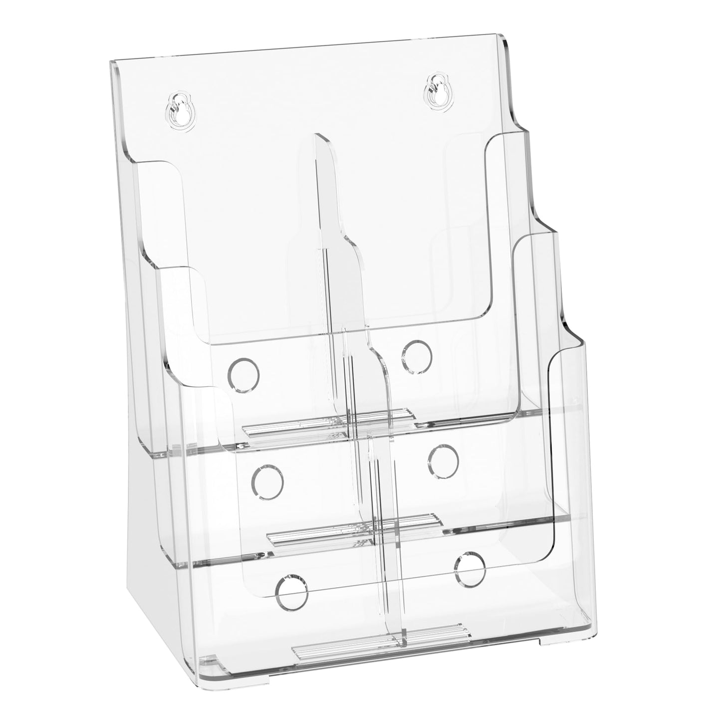 zavekia 3 Tier Acrylic Brochure Holder 8.5 x 11 inch, Clear Literature Organizer Magazine Stand with Removable Divider for 4 x 9 inch Brochures,Magazine Holder,Flyer Holder