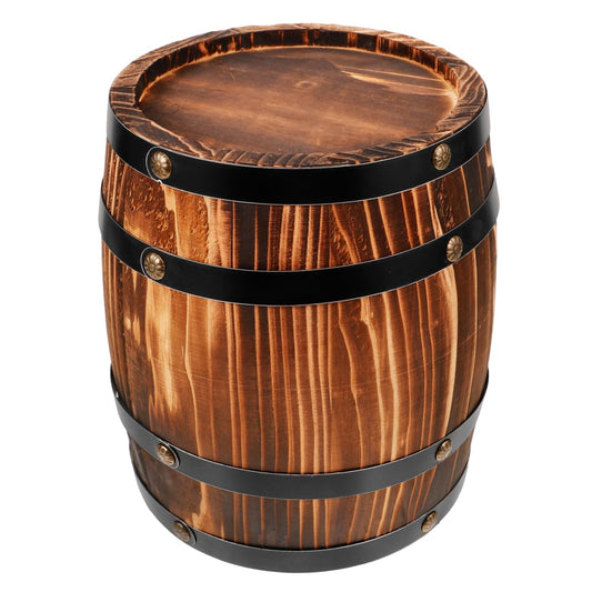 PRETYZOOM Handmade Oak Barrel Ornament 7.87X6.29 Inch Wooden Wine Barrel Decor Vintage Style Bar Decoration for Home Party Display and Planter
