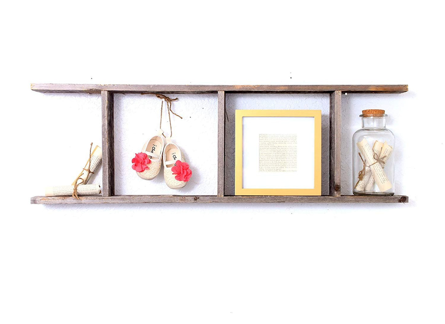 BarnwoodUSA Rustic Farmhouse Decorative Ladder - Our 3ft Ladder can be Mounted Horizontally or Vertically | Crafted from 1% Upcycled Wood | No Assembly Required | Weathered Gray