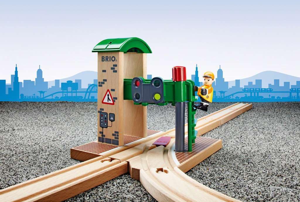 BRIO World Signal Station Set - 2-Piece Wooden Train Track Toy with Interactive Red Light and Figurine - FSC Certified - Compatible with All BRIO Railway Train Toys - Kids Ages 3 & Up