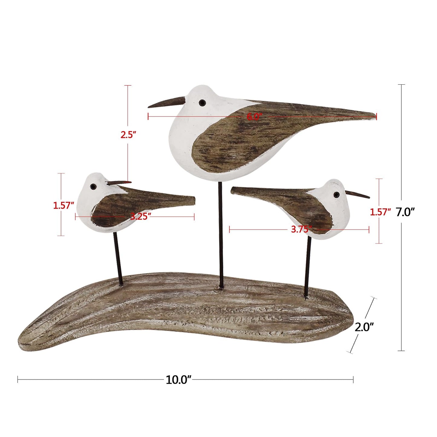 K KILIPES Beach Coastal Wood Seabird Figurine Home Office Table Desk Decor Sea Bird Sculpture Statue for Tabletop Shelf Nautical Bathroom Decoration Ornament Gift