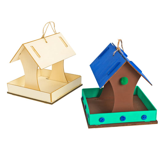 Colorations® Easy-Build Bird Feeder, Set of 6, Crafts for Kids, Easy to Build Craft, Crafts for Children, Craft for Boys & Girls,Fun Craft for Kids,Personalize Your Bird Feeder, Wooden Craft