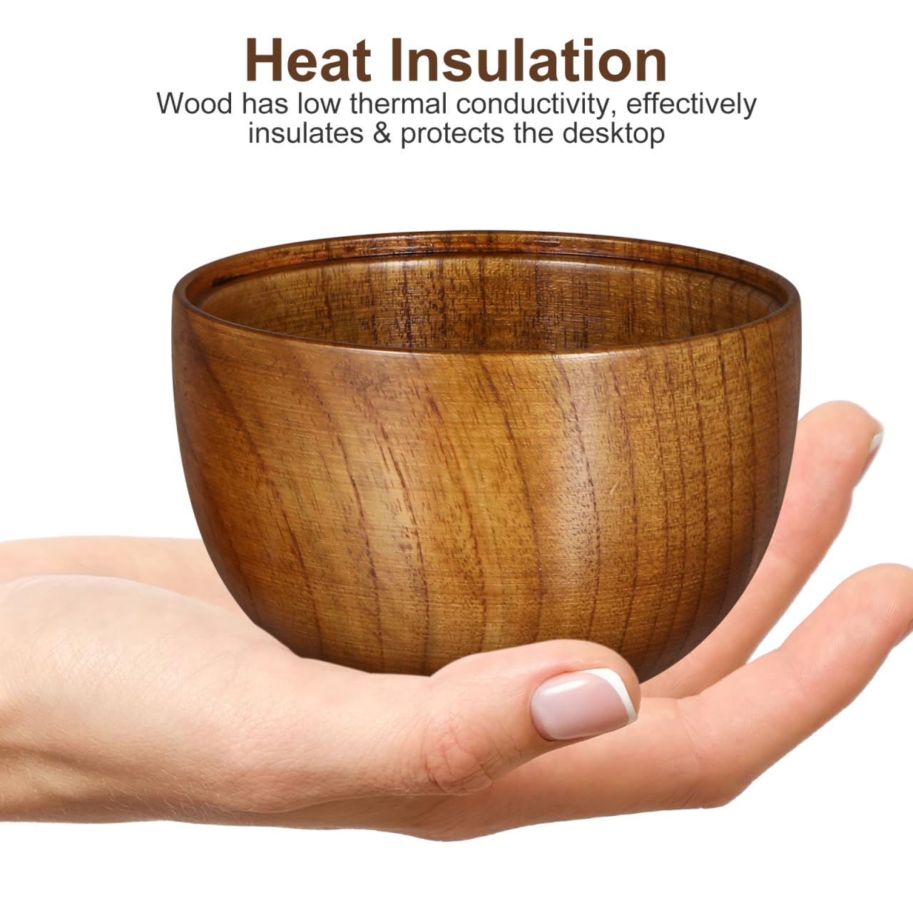 Luxshiny Miso Soup Bowls with Lid Set of 2: Wooden Soup Bowls for Home Kitchen Restaurant - 3.93x3.54x3.54inch