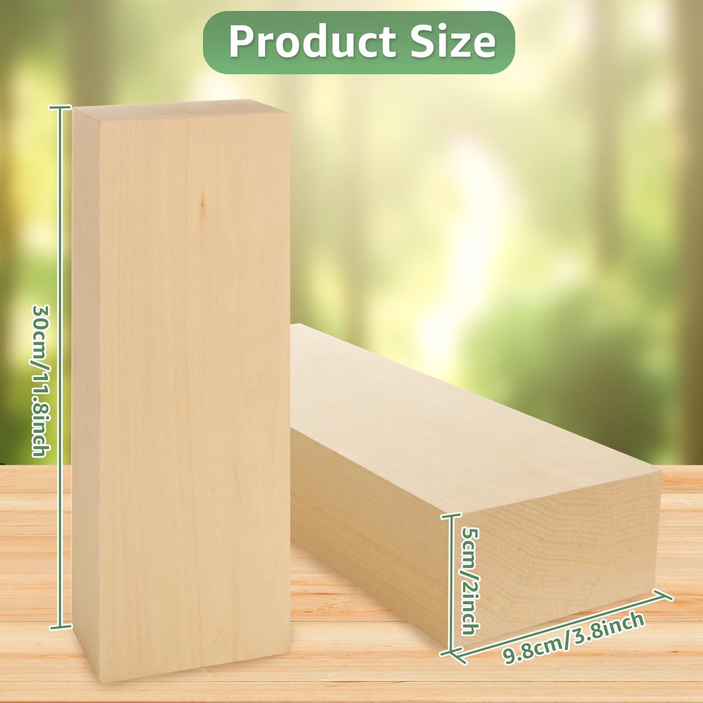 ACXFOND 2 Pack Unfinished Basswood Carving Blocks, 12x4x2Inch Large Bass Wood Blocks for Wood Carving for Home, Crafts, Arts, Christmas DIY Supplies