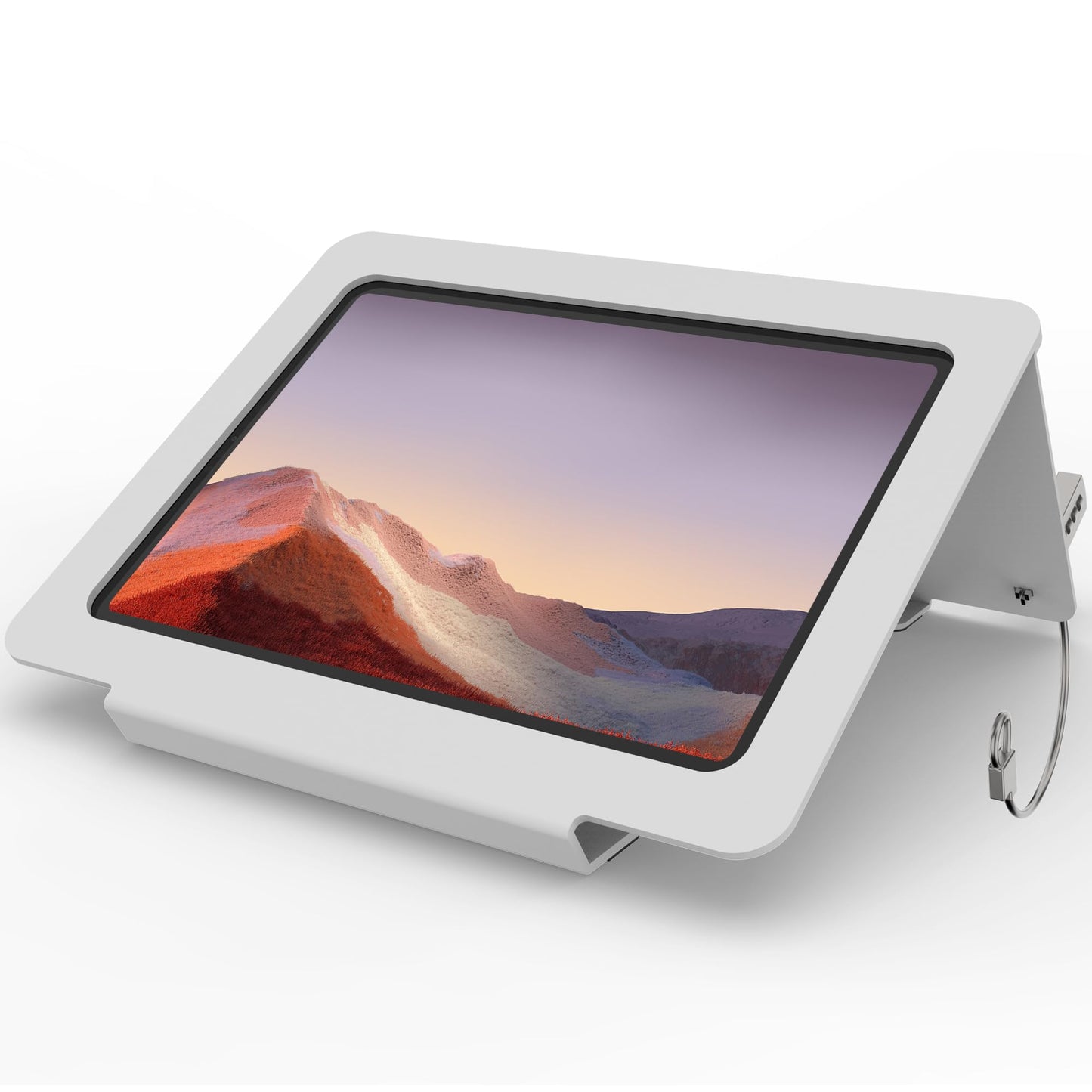 Beelta Tablet Desk Stand, All Metal 30° Ergonomic with Security Cable Lock for Office, POS Counter, Reception - Compatible with iPad 10th(10.9"), Pro 11", Air 4/5, Air 11"(M2/M3/M4), iPad 11"(A16)
