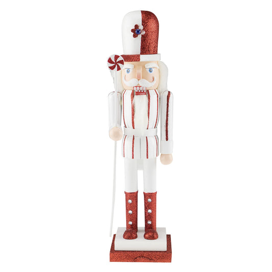 Clever Creations Peppermint 15 Inch Traditional Wooden Nutcracker, Festive Christmas Décor for Shelves and Tables