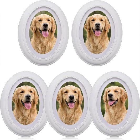ABOOFAN 5 Pack Oval Picture Frame 5x7, Wooden Oval Photo Frame for Wall Decor, Timeless White Design for Family Portraits, Wedding Baby Photos, Easy to Hang with Seamless Nail and Hook
