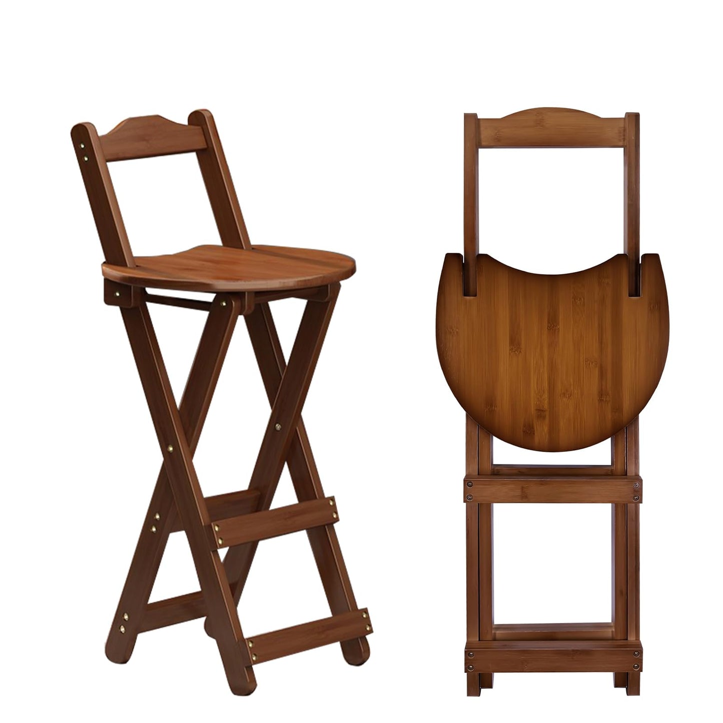 Yuxitia Folding Bar Stool Kitchen24 inch Folding Kitchen Counter Chair Portable Wooden Bar Stool Outdoor Shop Kitchen Restaurant Coffee Stool 1 (Brown)