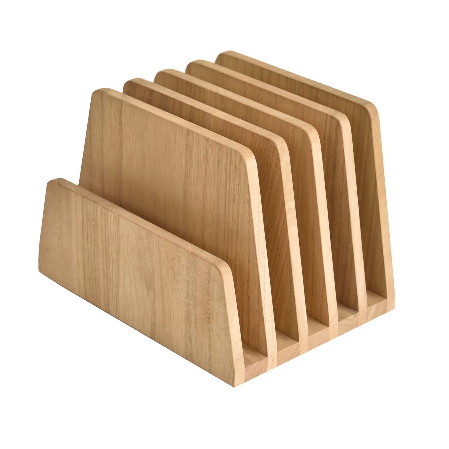 KIRIGEN Wooden Desk Mail Organizer, 5-Slot File Holder and Letter Sorter for Mail, Folders, Bills, Papers, Notebooks, Home Office, Classroom, Countertop, No Assembly, Natural 5KWJJ-NA