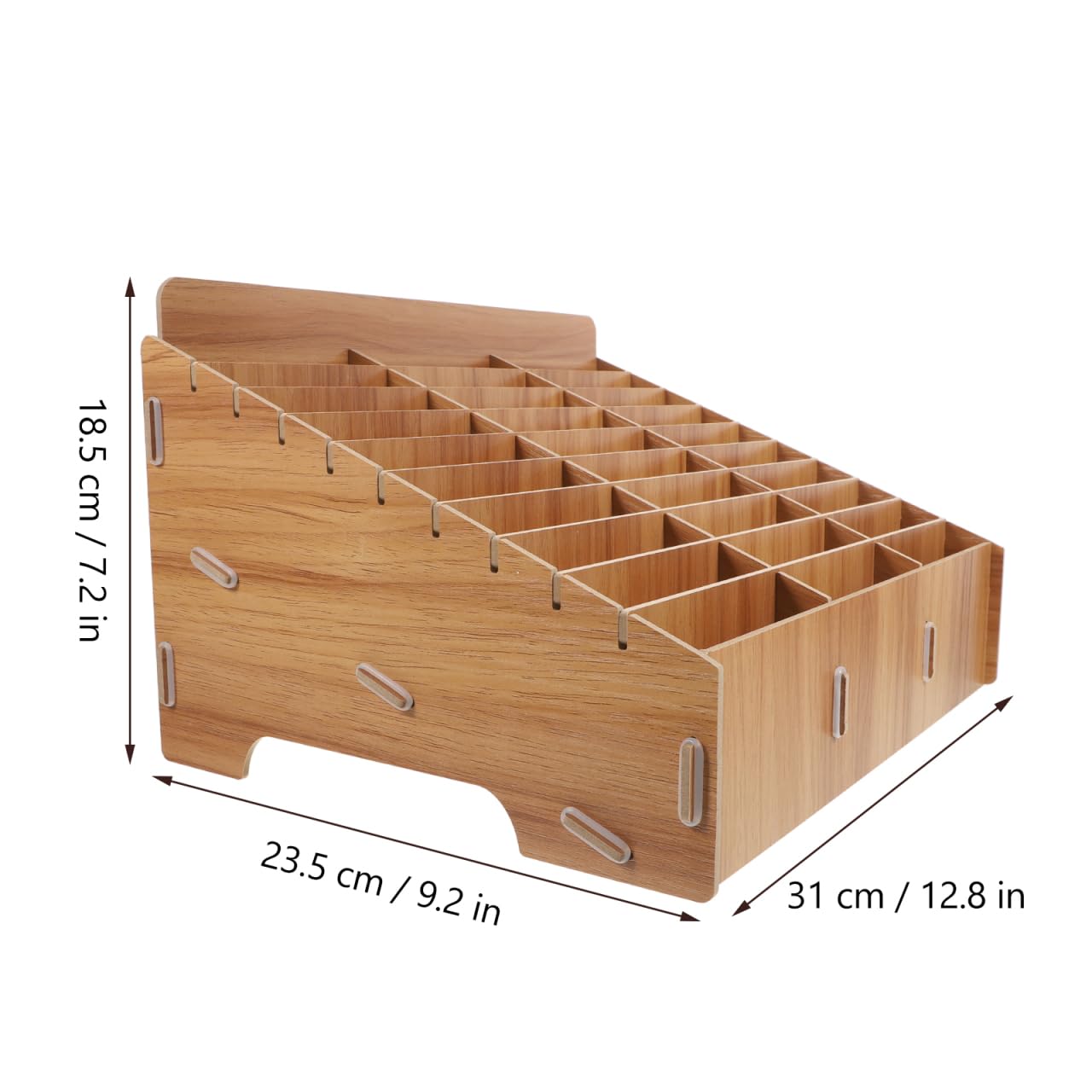 ULTECHNOVO 30-Slot Wooden Phone Caddy for Classroom Multi-Grid Mobile Phone Storage Box Organizer for Office and Meeting Room Desktop Cell Rack