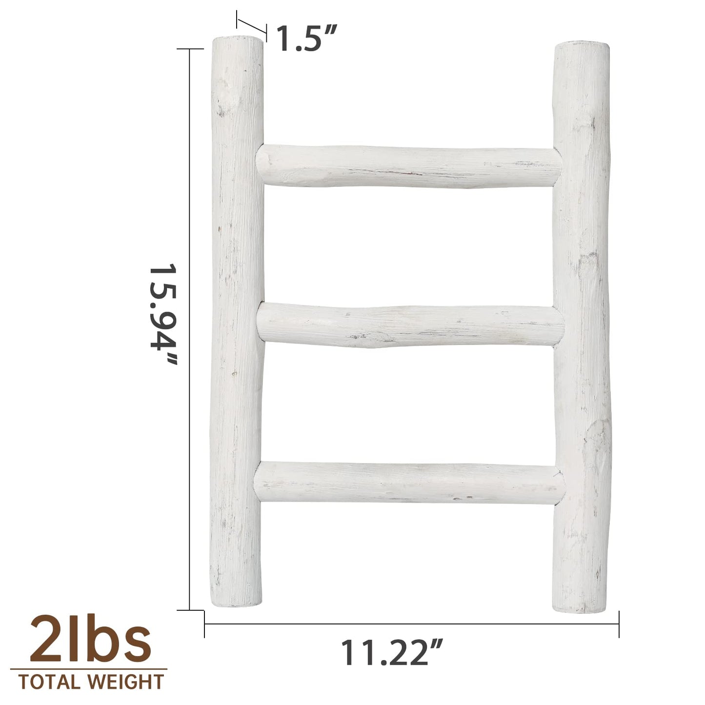 Rustic Farmhouse Blanket Ladder and Mini Countertop Towel Ladder Set, Fully Assembled Wood Decor for Home Storage and Display, White